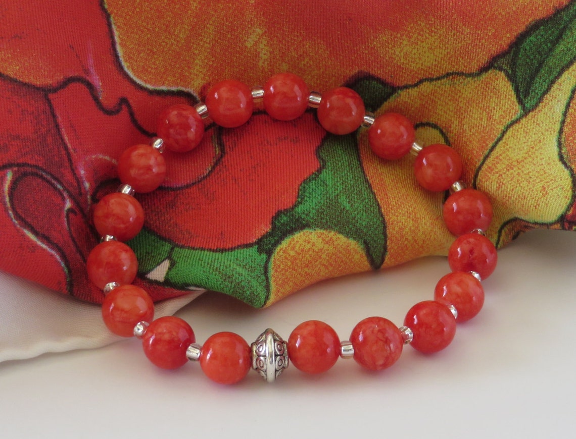 Red Bead Bracelet / Red Jade Bead Bracelet / Yoga Bracelet / | Etsy