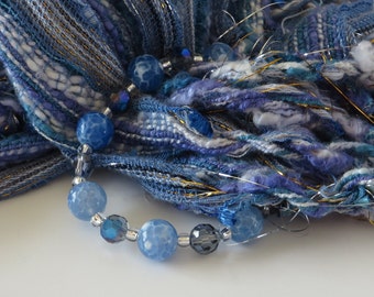 Blue Bead Bracelet / Blue Fire Agate Crackle Bead Bracelet / Blue Crystal Bead Bracelet / Stretchy Beaded Bracelet - Fantastic 269