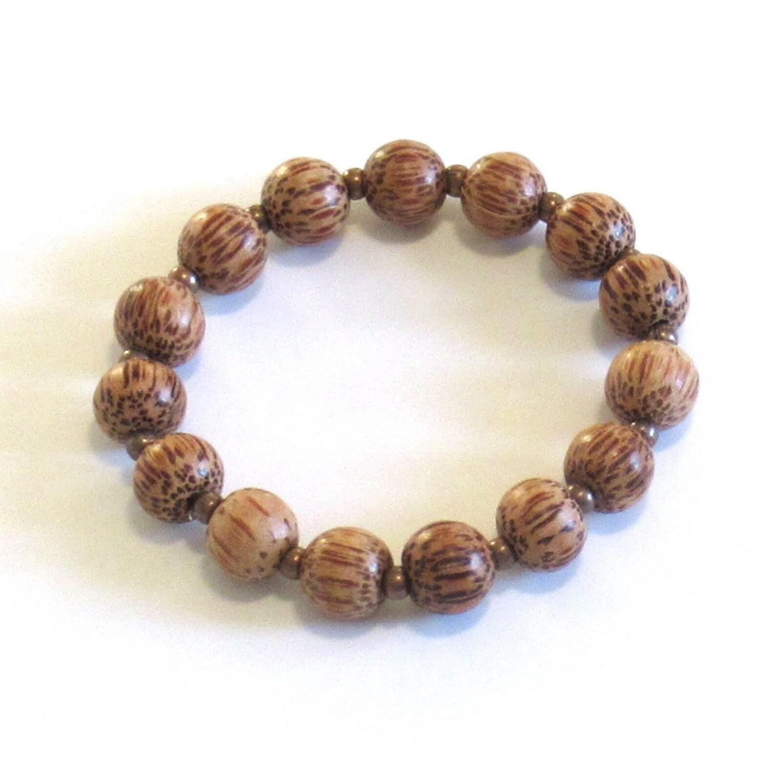Coconut Bead Bracelet / Brown Bead Bracelet / Natural Bead Bracelet