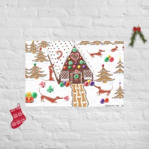Gingerbread Dachshunds Cute Christmas Dogs Photo paper poster