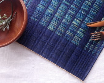 SET2 Blue navy indigo placemats, tie dye rustic placemats, woven placemats, eco friendly Table mat, dining placemat, trivet