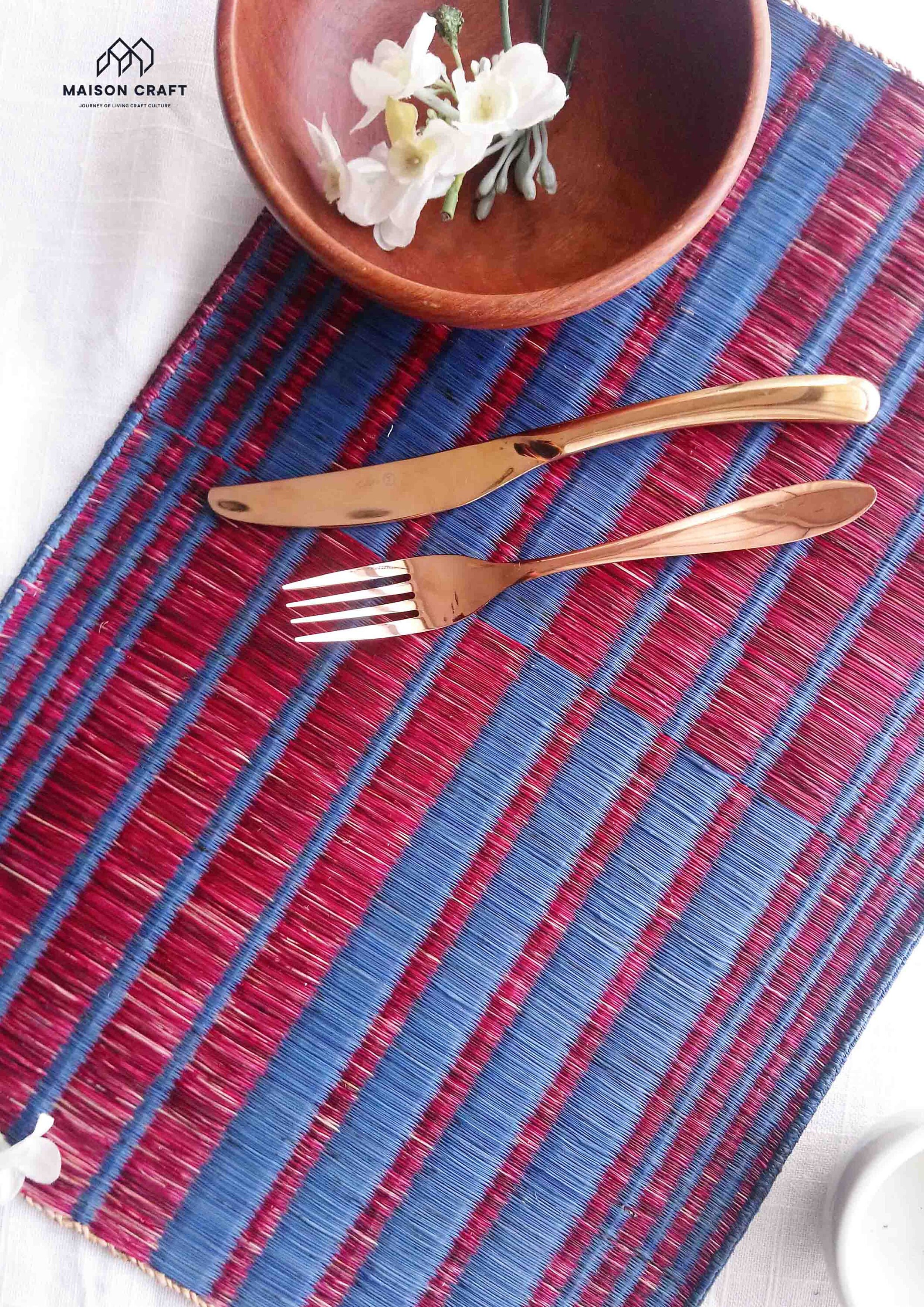Blue Red placemats rustic placemats woven placemats Etsy