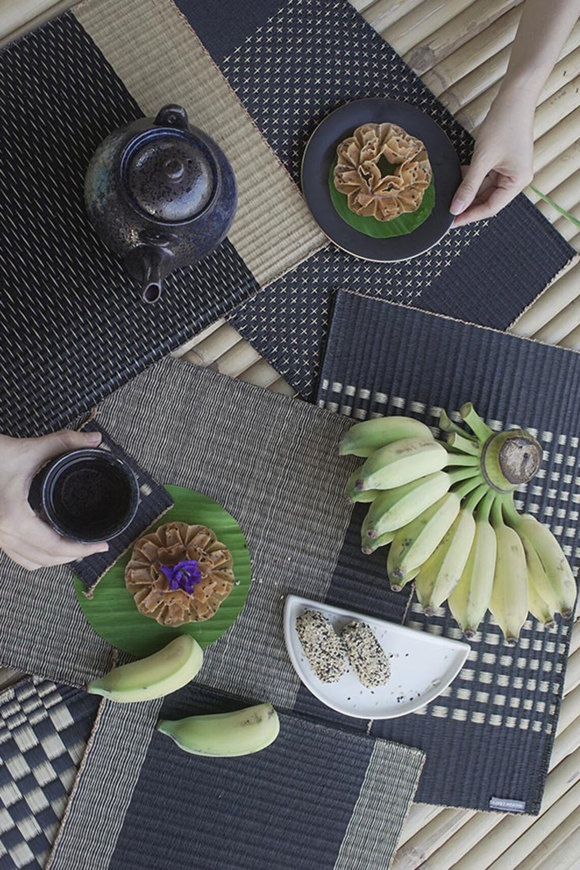 Black Placemats Rustic Placemats Woven Placemats Handmade Etsy