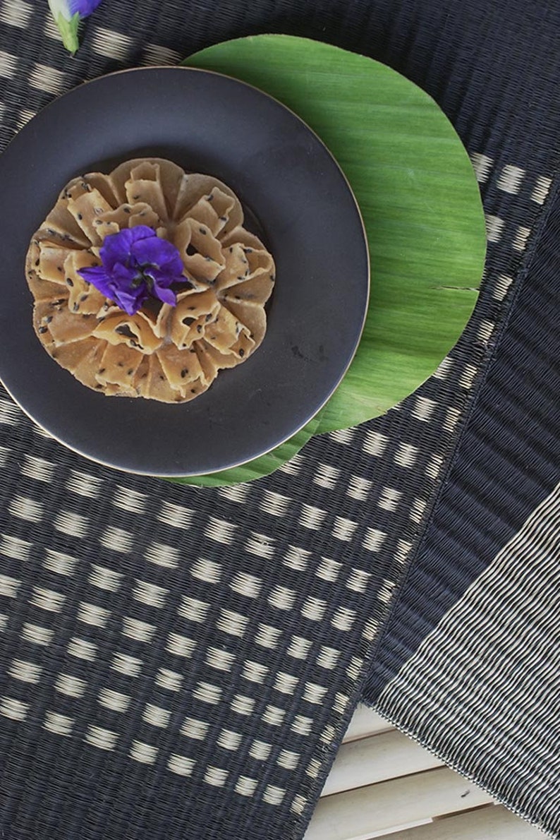 Black placemats rustic placemats woven placemats Handmade Etsy