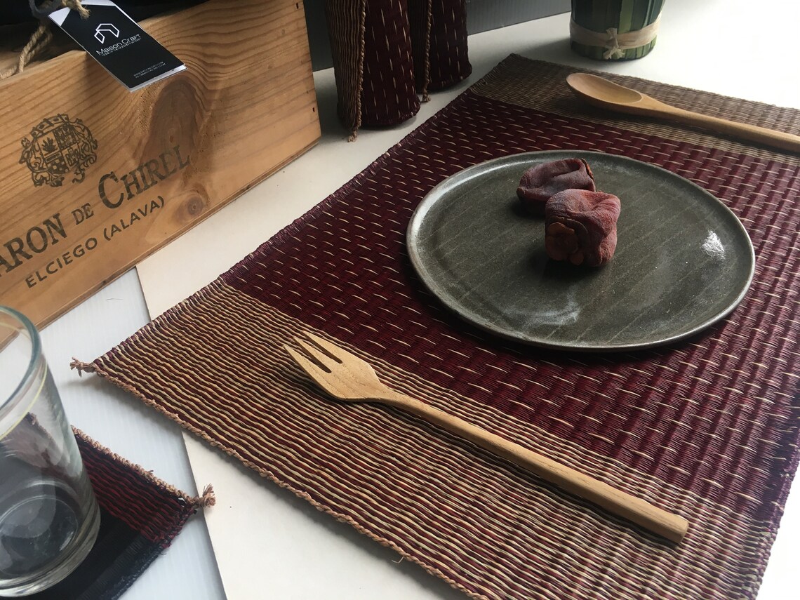 Red Placemats Rustic Placemats Woven Placemats Handmade Etsy