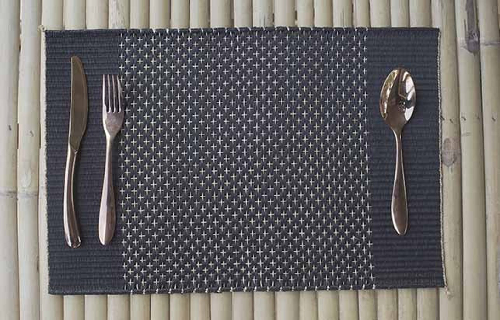 Black beige placemats rustic placemats woven placemats rush Etsy