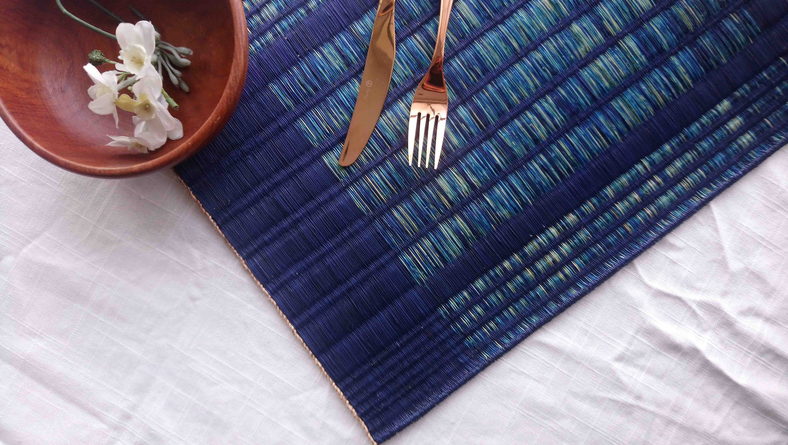 Blue navy indigo placemats tie dye rustic placemats woven Etsy