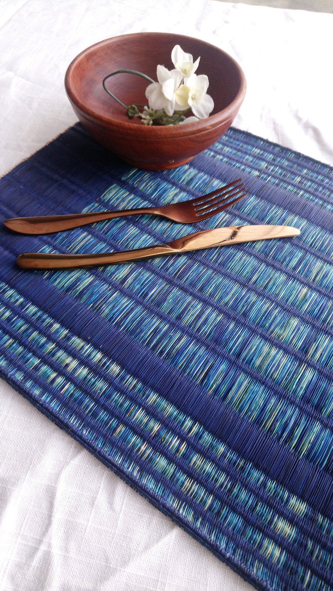 Blue navy indigo placemats tie dye rustic placemats woven Etsy