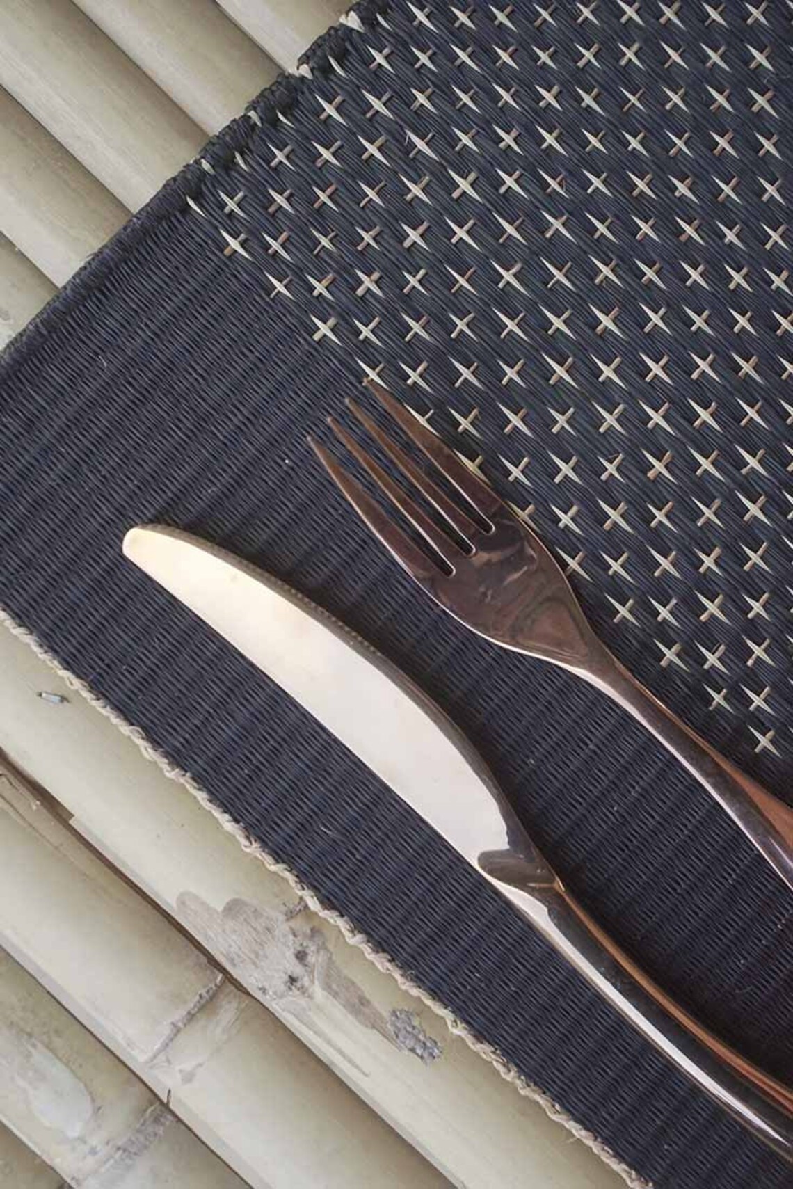 Black beige placemats rustic placemats woven placemats rush Etsy