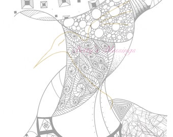 Zentangle Coloring Page - Digital Download - Twist