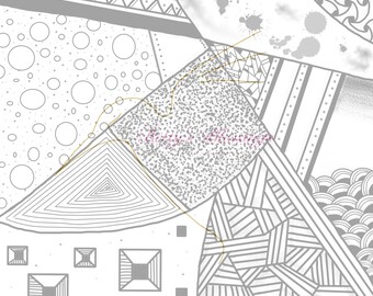 Zentangle Coloring Page - Digital Download - Splat