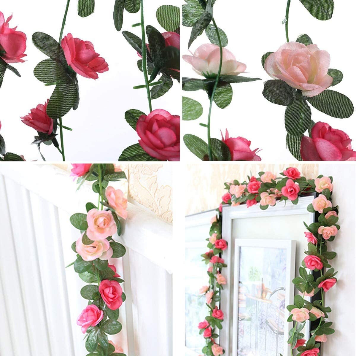 2 Pack Fake Rose Vine Flowers Plants 2.5m Artificial Rose Etsy