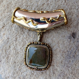 Green Turquoise Pendant, Large Silver Bale, Excellent As New Condition.