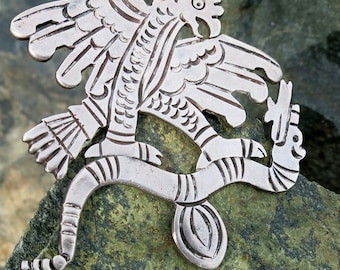 1930's Vintage TAXCO, Eagle & Snake Brooch, Stamped "980" Sterling