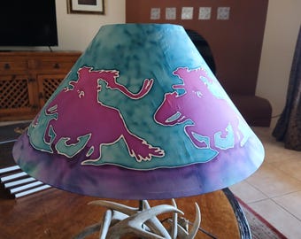 PONY EXPRESS RIDERS Lamp Shade, Silk screened, Oregon Artist Made