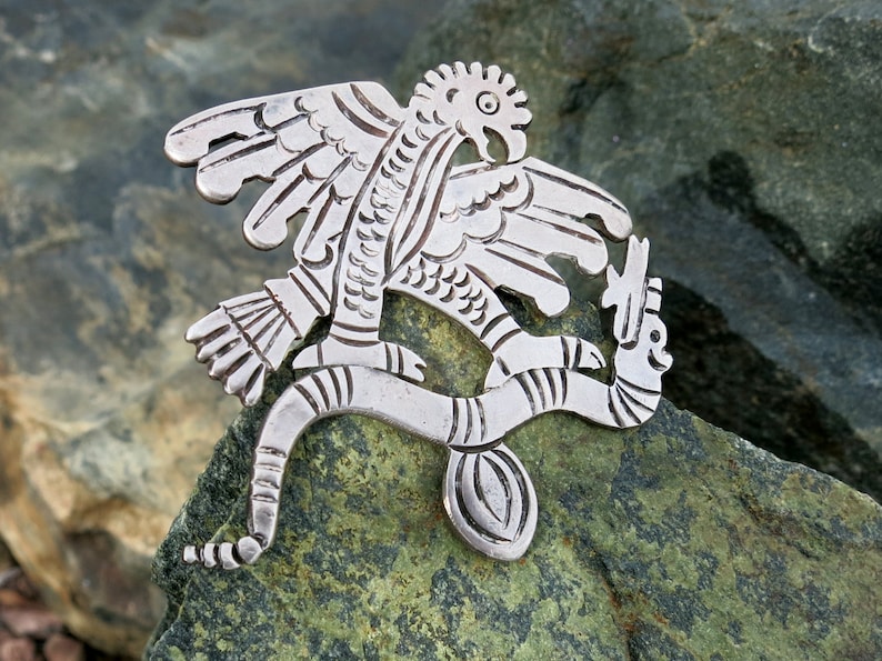 Spectacular 1930/'s Vintage TAXCO Eagle /& Snake Brooch Stamped 980 Sterling