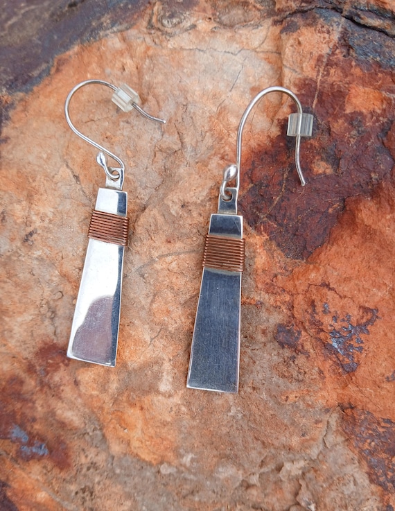 STERLING SILVER DANGLES, Signed, 2" Long - image 2