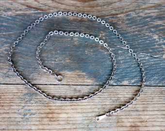 SILVER CHAIN NECKLACE 19" Long, Handmade, Sterling