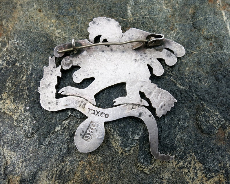 Spectacular 1930/'s Vintage TAXCO Eagle /& Snake Brooch Stamped 980 Sterling