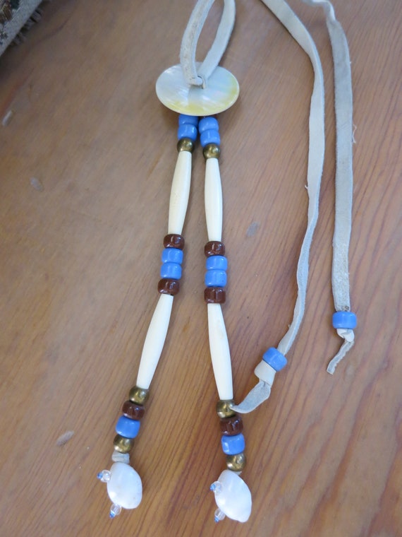 Vintage Native American Deerskin And Beads Hair Tie Etsy