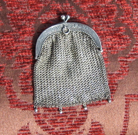 1900's  Antique Ladies Purse, Oldtyme, Alpaca Silver