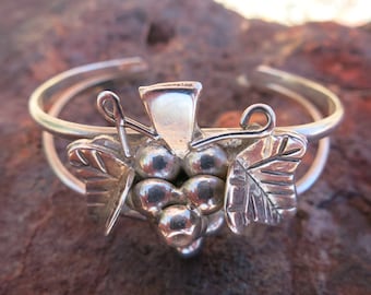 STERLING GRAPES BRACELET, Vintage, Handmade, Stamped Sterling 925