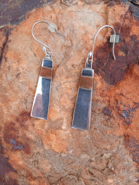 STERLING SILVER DANGLES, Signed, 2" Long - image 3