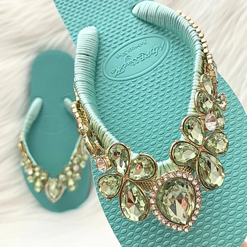 Fire Colors and Turquoise Teal Flip Flops main image 1