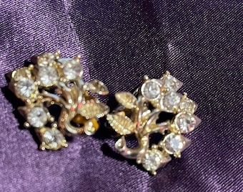 Coro gold tone and diamanté clip earrings