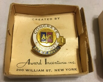 Concrete conduit safety award lapel pin 1950s