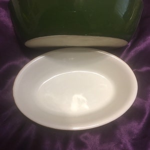 Two small Hall casserole dishes brown and green vintage