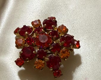 Gorgeous orange and red prong set brooch vintage