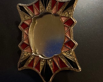 1980s Art Deco revival picture frame brooch marked LMC