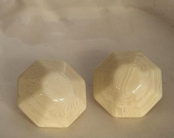 vintage Napier creamy white faceted plastic clip earrings