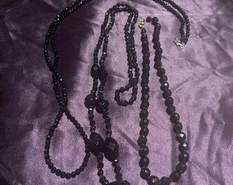 Lot 3 faceted glass bead necklaces 1960s to 1980s vintage