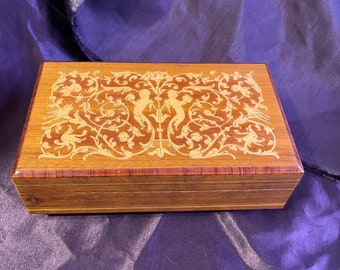 Vintage Schmid Inlaid Wood Music Box, Made in Italy