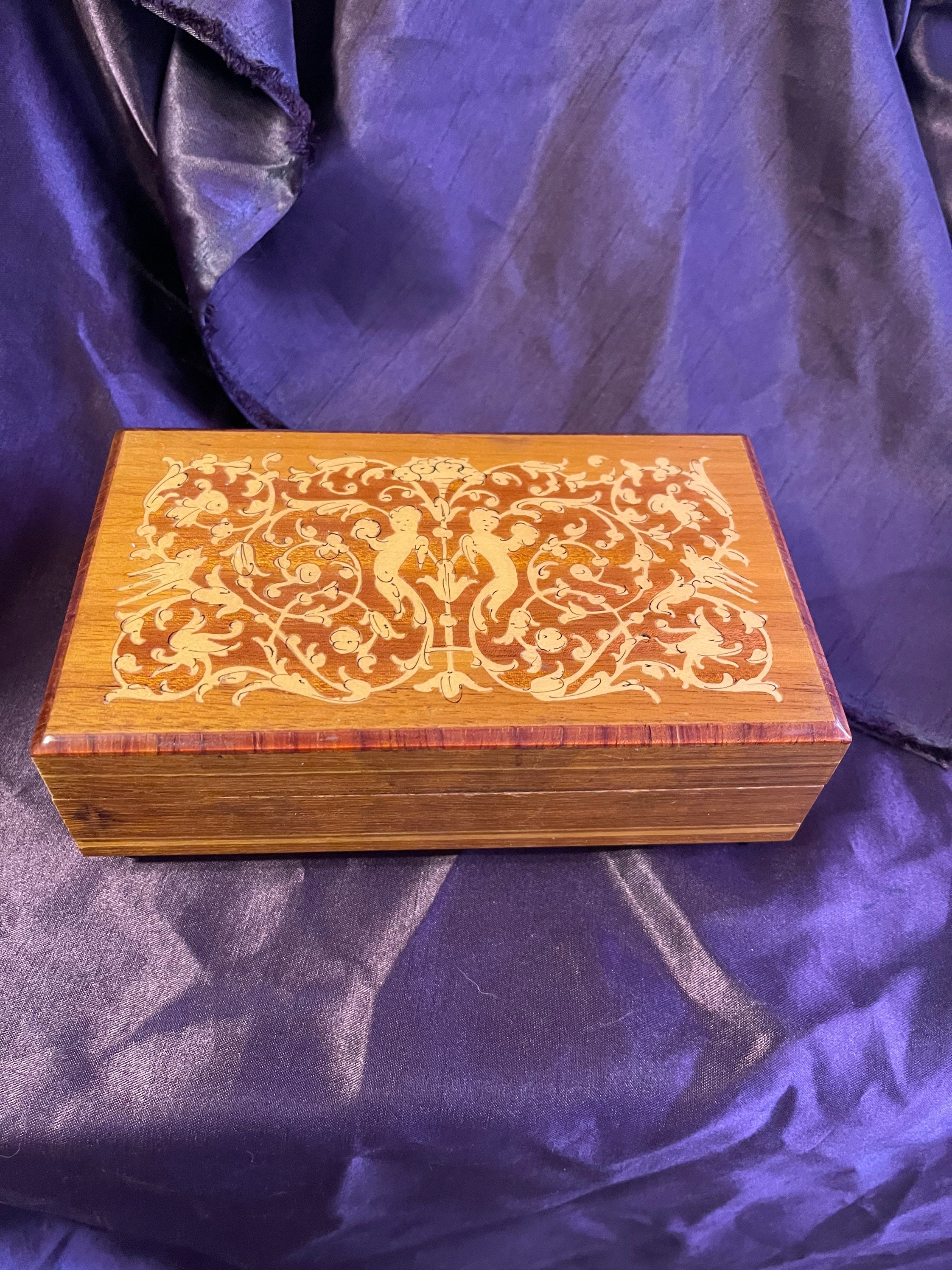 Schmid Inlaid Wood Music Box. Works. Original Label Etsy UK