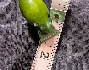 1980s Green Wooden Mouse Clip, Novelty Office Decor