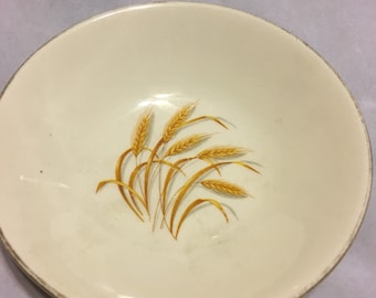 Knowles golden wheat small condiment bowl with gold rim vintage mid century