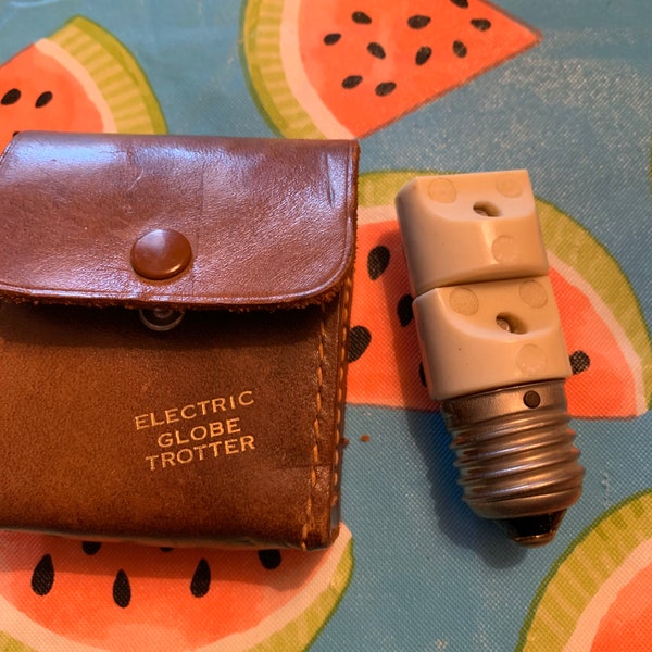 Electric globe trotter vintage 1950s travel converter kit with leather case