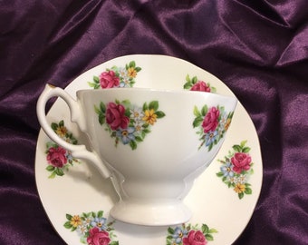 Springfield bone china Engand rose teacup and saucer vintage