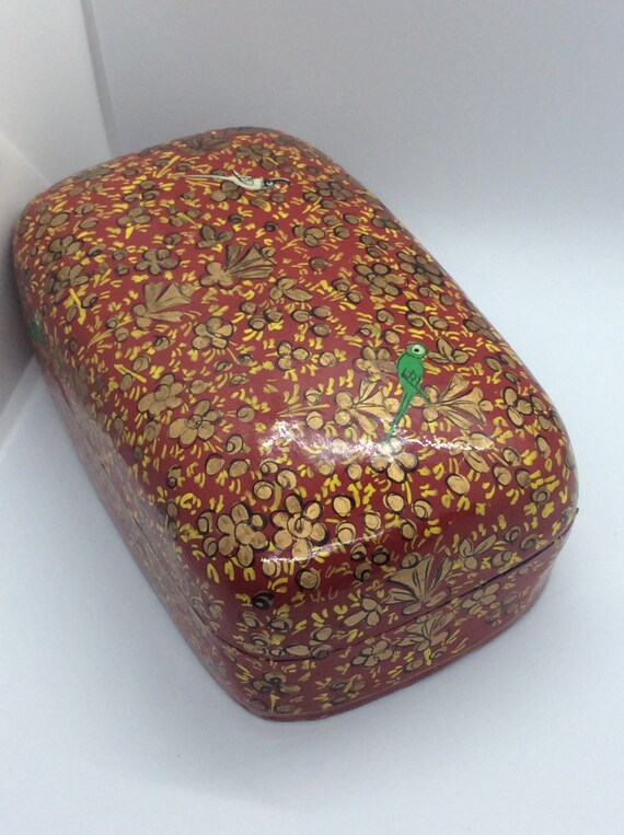 Kashmir Lacquered Paper Mache Jewellery Box Gem