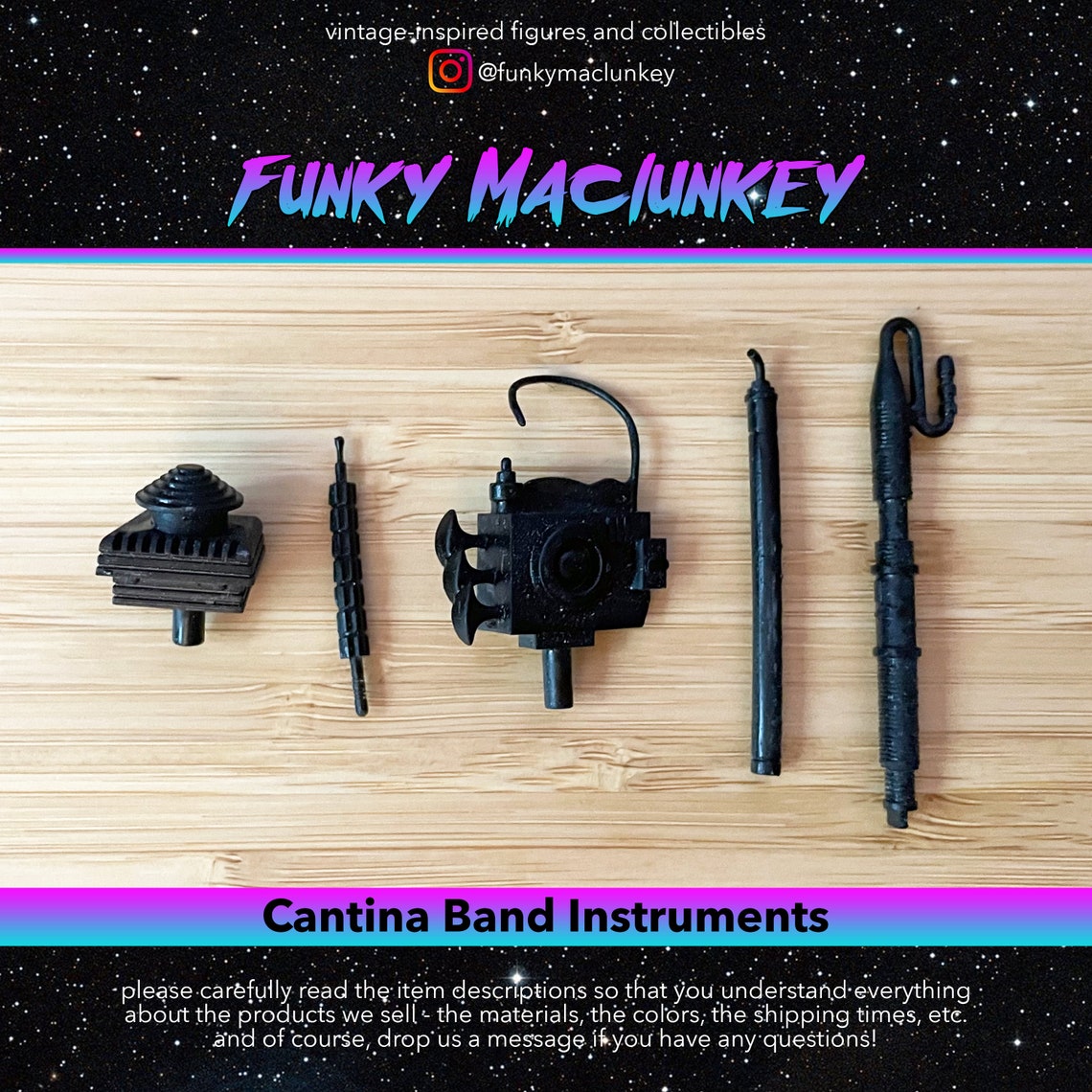 Star Wars Vintagestyle Instruments for Cantina Band Action Etsy