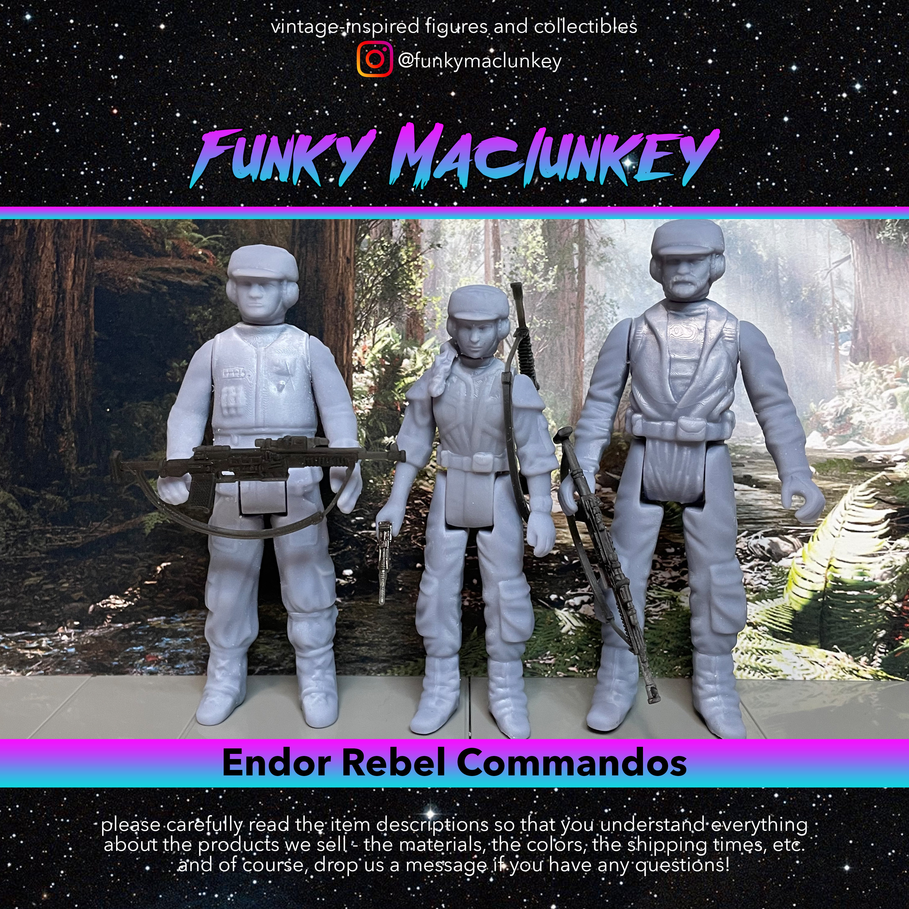 Vintage-style Star Wars Action Figure Endor Rebel Commandos