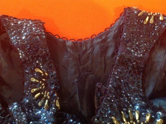 Beautiful Vintage Blue Sequin and Bead top with b… - image 5