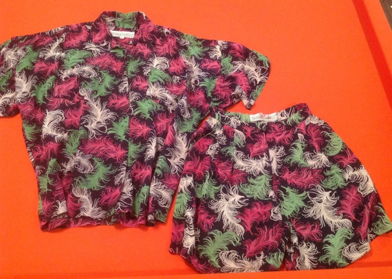 Vintage 1980's Norma Kamali Shirt and Short set - image 1