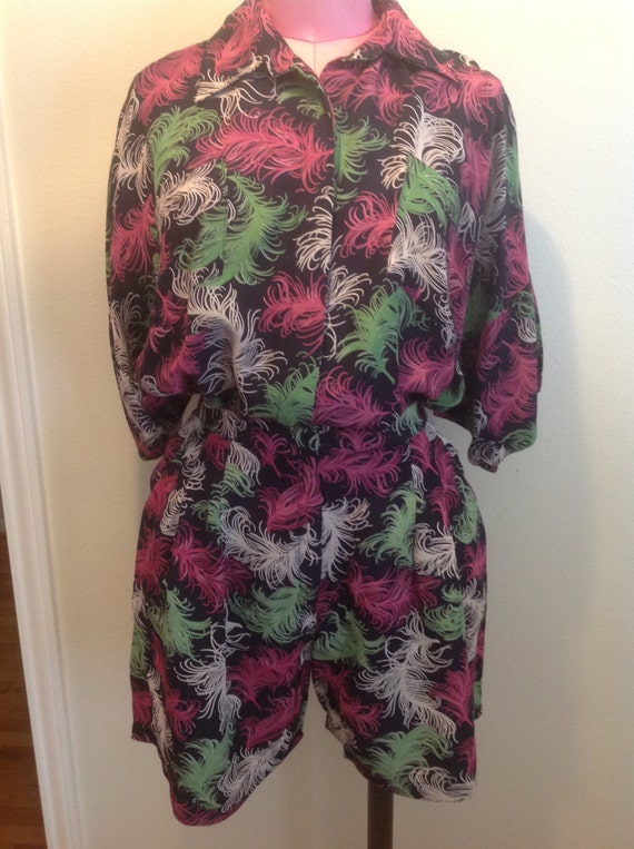 Vintage 1980's Norma Kamali Shirt and Short set - image 2