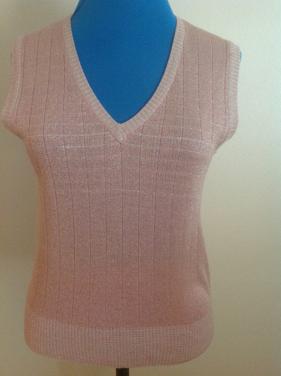 Vintage 1970's Pink and Silver Lurex Vest by Banff