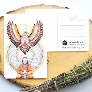 Carte postale aigle "Moment de connexion", illustration aquarelle, carte de voeux, carte d'anniversaire, carte de fête, post card, art sacré