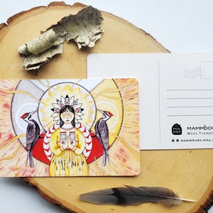 Carte postale picbois "Terre natale", illustration aquarelle, carte de voeux, carte d'anniversaire, carte de fête, post card, art sacré